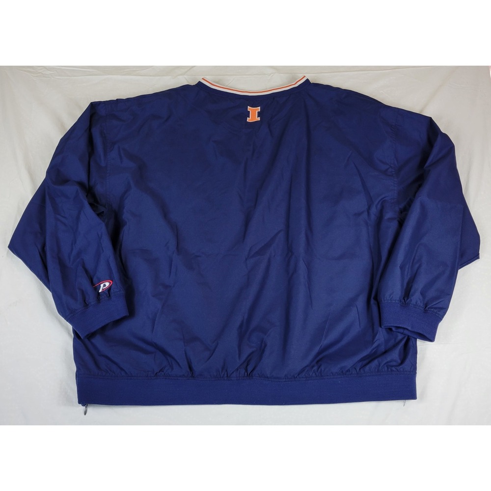Pro Player Illinois Fighting Illini V-Neck Windbreaker Navy Blue 2XL Pullover - Picture 7 of 8